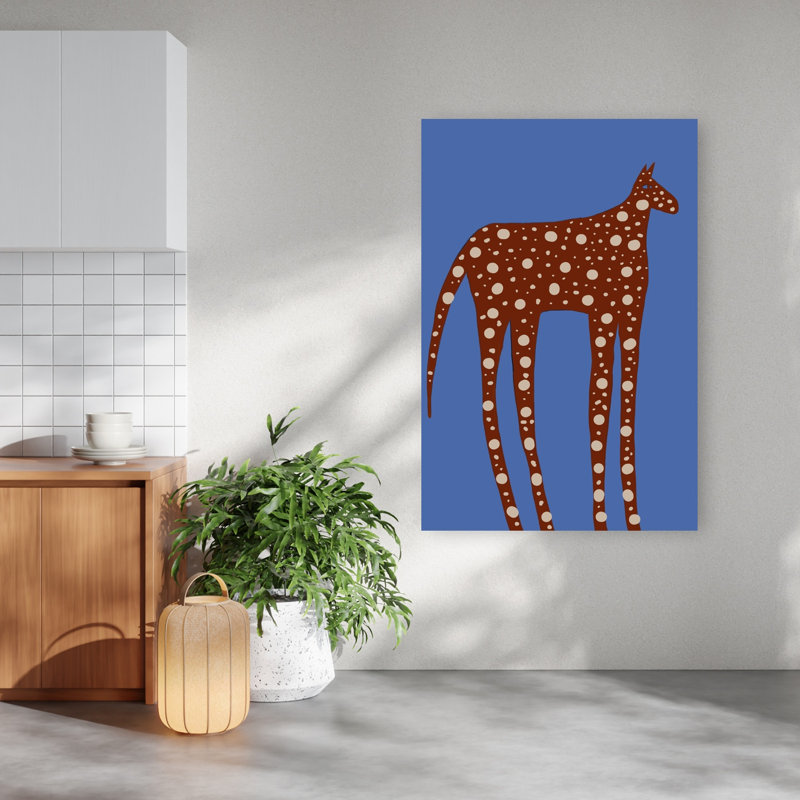 Art mural abstrait cheval tacheté à longues pattes