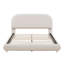 Structure de lit plateforme double rembourrée en molleton avec tissu épais, structure solide et design incurvé, beige-6858394-6858392