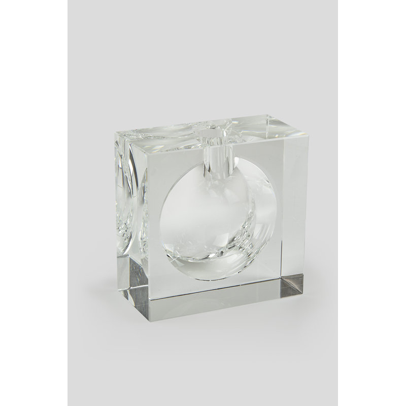 Crystal Glass Table Vase, 6.5" H x 6.5" W x 2.35" D