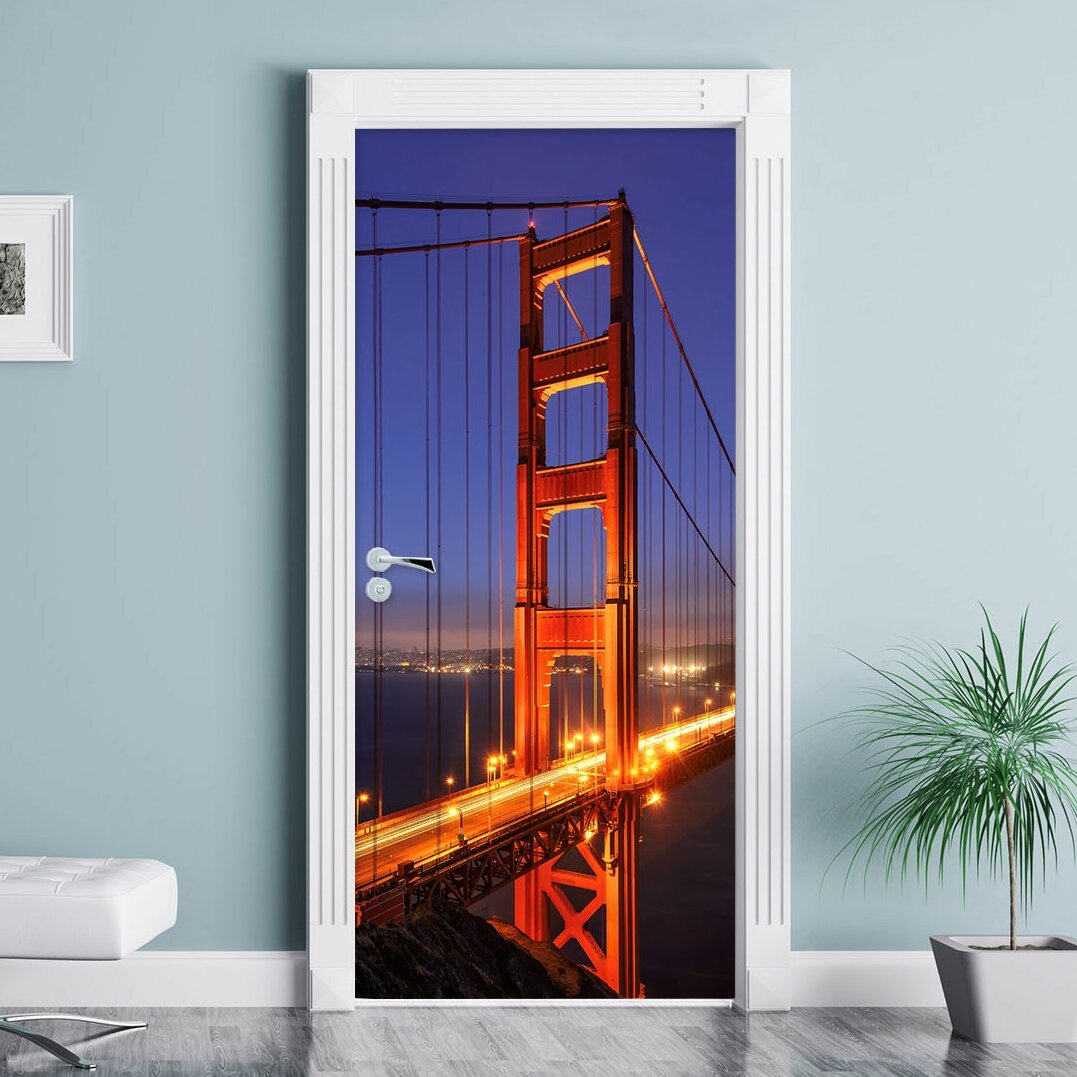 Golden Gate Bridge bei Nacht in San Francisco Türaufkleber