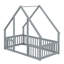 Structure de lit en forme de maison avec clôture et garde-corps-610384569