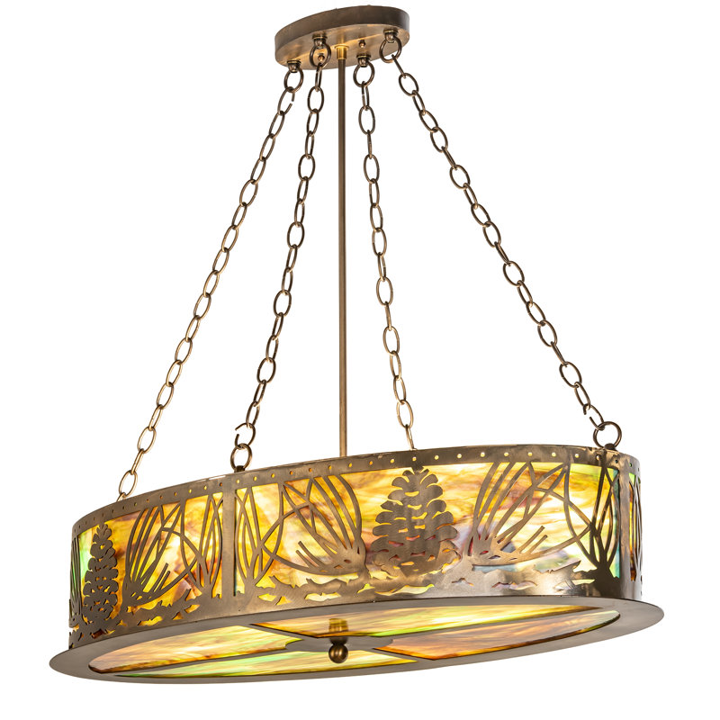 Mountain Pine 4 - Light Dimmable Drum Chandelier