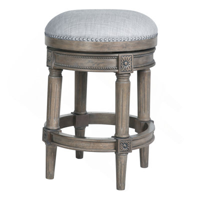 26"H Counter-Height Backless Swivel Bar Stool, Weathered Gray, 1PC