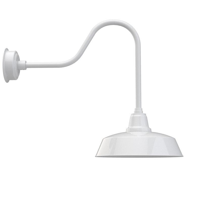 Luminaire de grange d'extérieur Vandervliet, H 26,12 po x l 16 po x P 33 po, Blanc