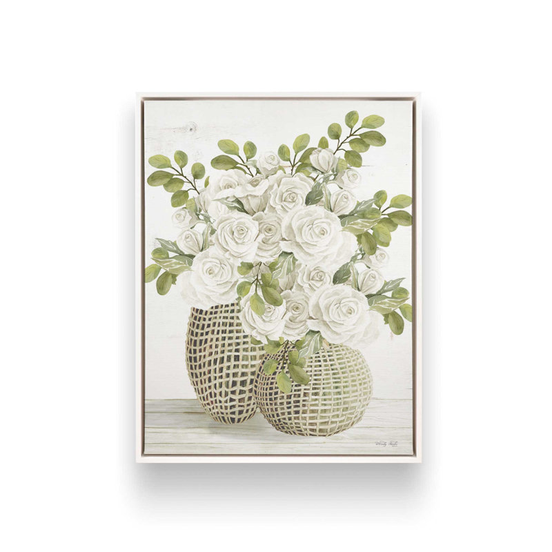 «Woven Delight» par Cindy Jacobs, reproduction d'art, L 30 x H 40, Toile avec cadre, Blanc