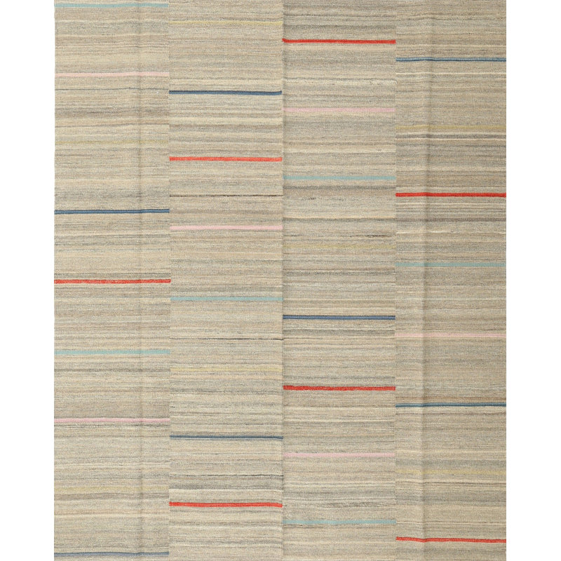 Tapis contemporain rouge / gris / noir, Rectangle 5 pi x 7 pi