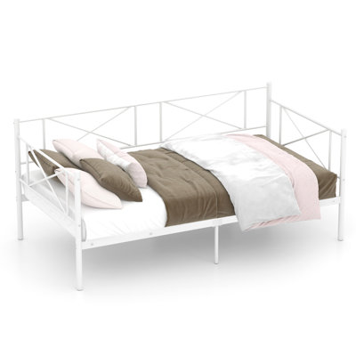 Twin Size Metal Daybed Frame Home Modern 2-in-1 Sofa Bed With Railings Heavy-duty Metal Slats Platform Bed by Gracie Oaks