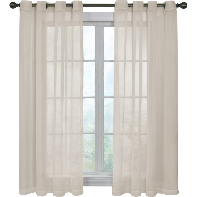 Diphda Sheer Curtain Single Panel, 59" W x 120" L, Ivory