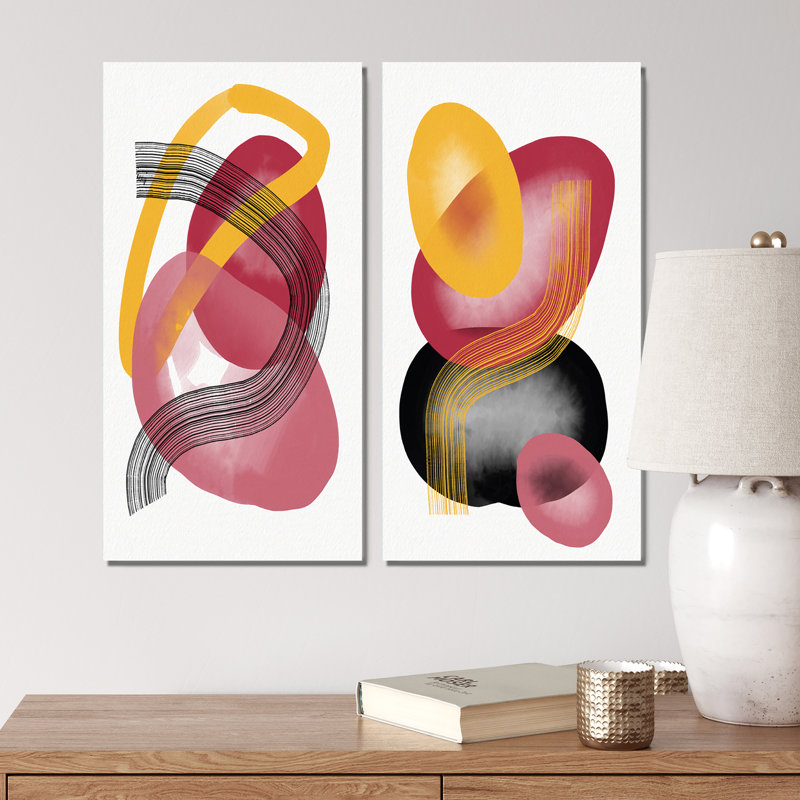 «Abstract Shapes in Retro Gradients X», ensemble de 2 impressions, Toile tendue, H 20 po x l 24 po x P 1 po