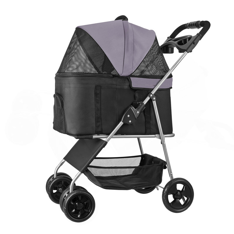 Poussette pour chien pliable pour animaux 4 roues transportable et amovible jusqu'à 35 lb