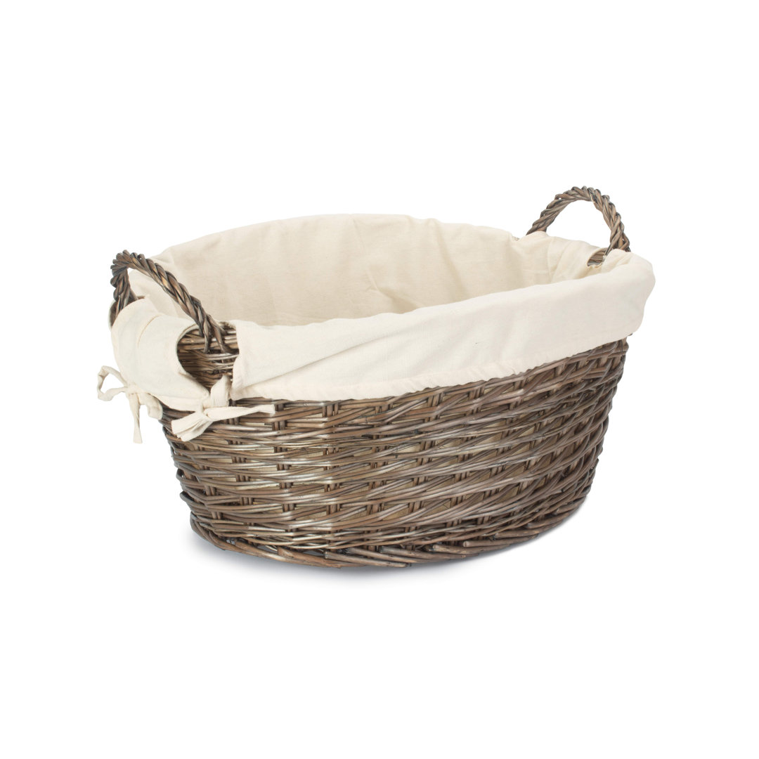 Wicker Wash Basket with Lining