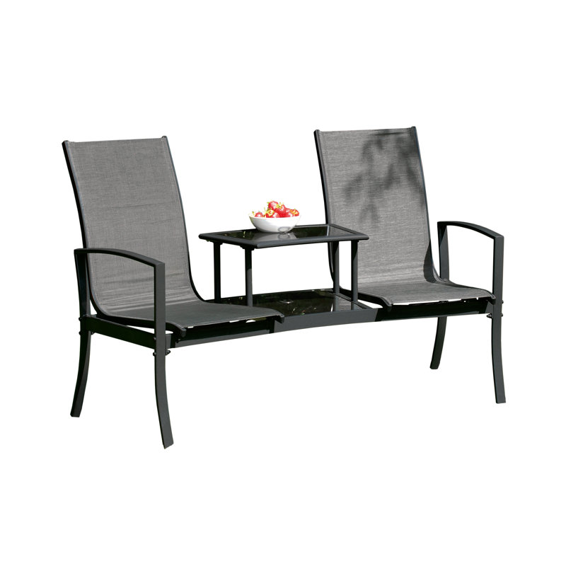 Banc tête-à-tête en acier Burnstad, Noir