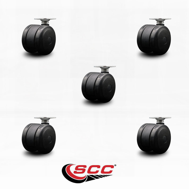 Ensemble de 5 roulettes de service pour 2 roulettes, Noir