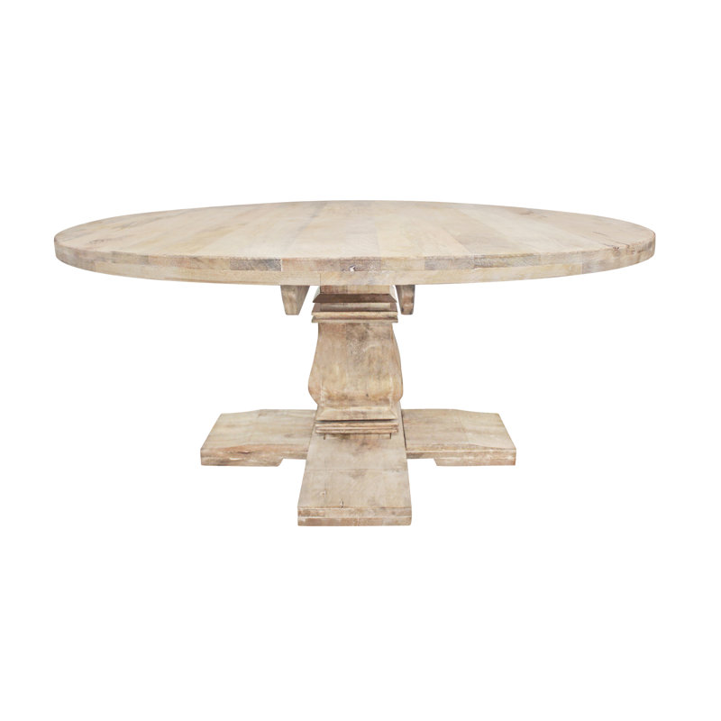 Aryhanna Round Solid Wood Dining Table, White wash, 30.5" H x 70" L x 70" W