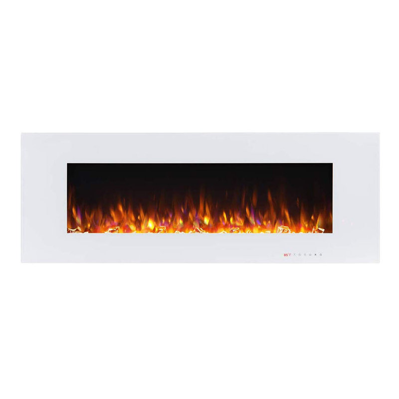 Nishant Wall Mounted Electric Fireplace, White, 18.35" H x 50" W x 5" D