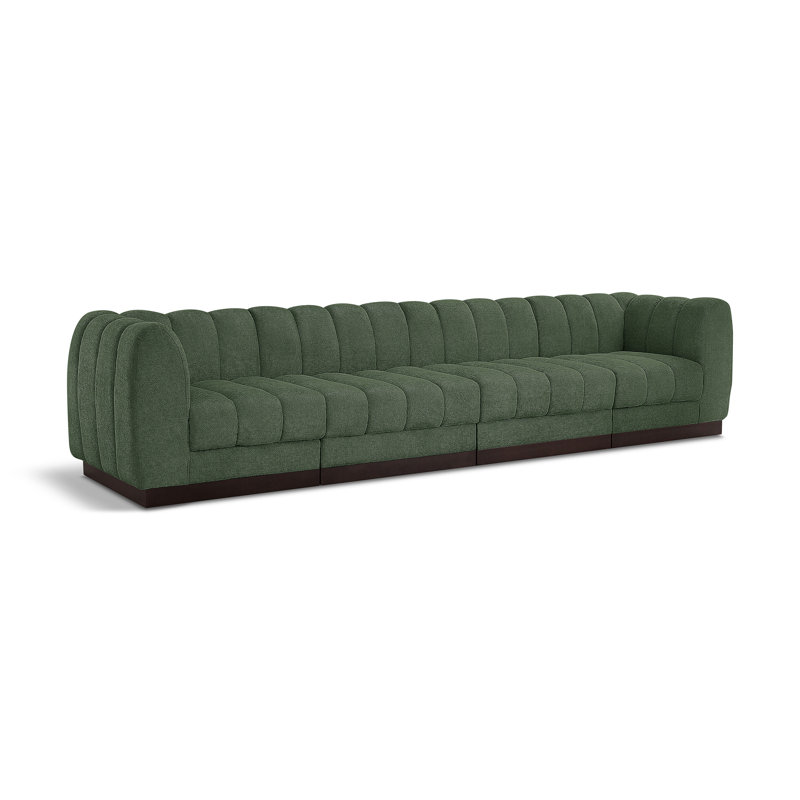 Quinn 133" Upholstered Sofa, Green Chenille Fabric