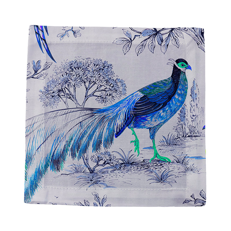 Pheasant Fall Sauvage Cotton Sateen Cocktail Napkins, Calme