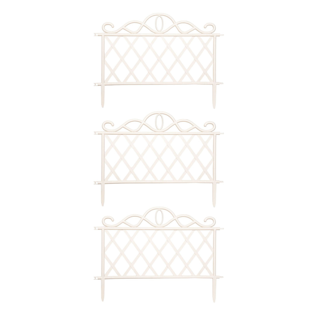 Samuel Alexander Plastic Garden Lawn Border Fence Edging - White - 3 Pack - Image 4