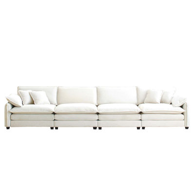 Corduroy Sofa , Modern Upholstered 4 Seater Corduroy Fabric Sofa , Office Living Room Apartment Comfortable Sofa, Easy To Assemble With 2 Arm Pillows And 4 Throw Pillows