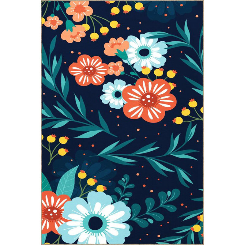 Tapis tissé à motif floral moderne Modern, Sous-tapis carré 3 pi 3 po inclus