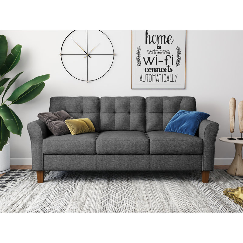 Canapé à accoudoirs arrondis 78 po, Polyester gris