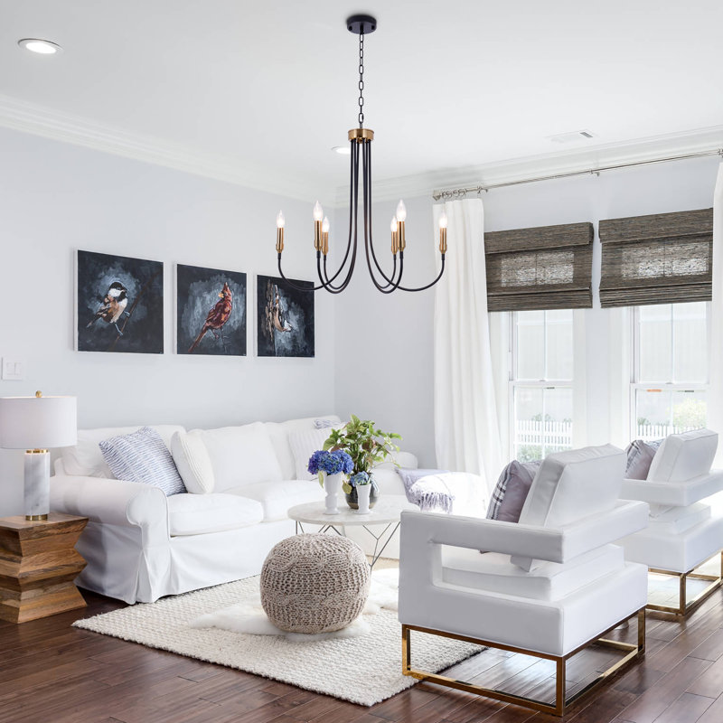 6-Light 27.6" Black & Gold Traditional Chandelier