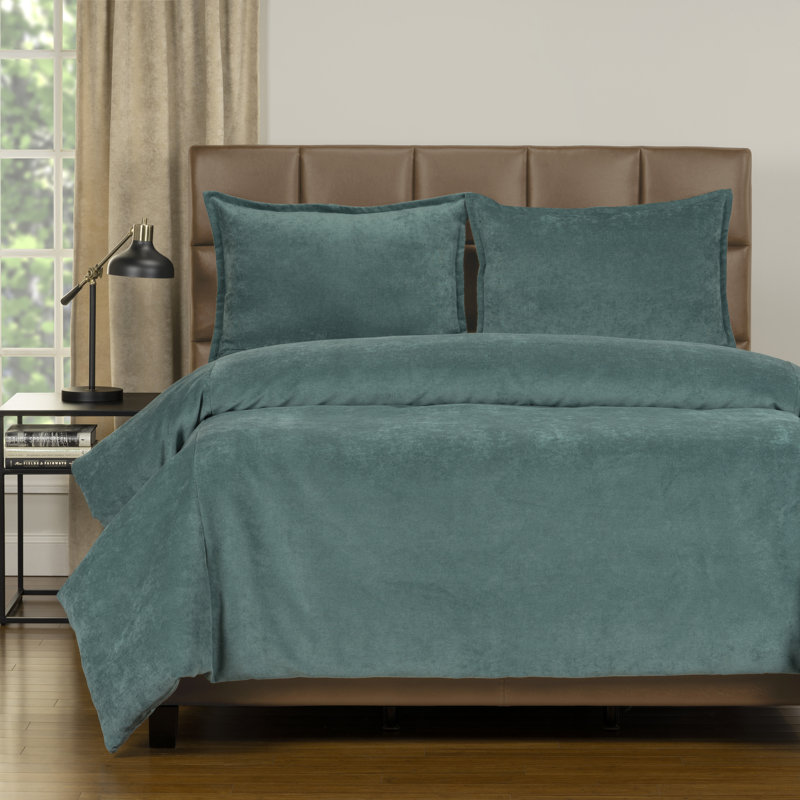 Polyester Channel Duvet Cover & Insert, Sea Blue, King Duvet Cover + 2 Shams