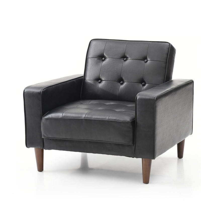 Ferrin Upholstered Accent Chair, Black Faux Leather