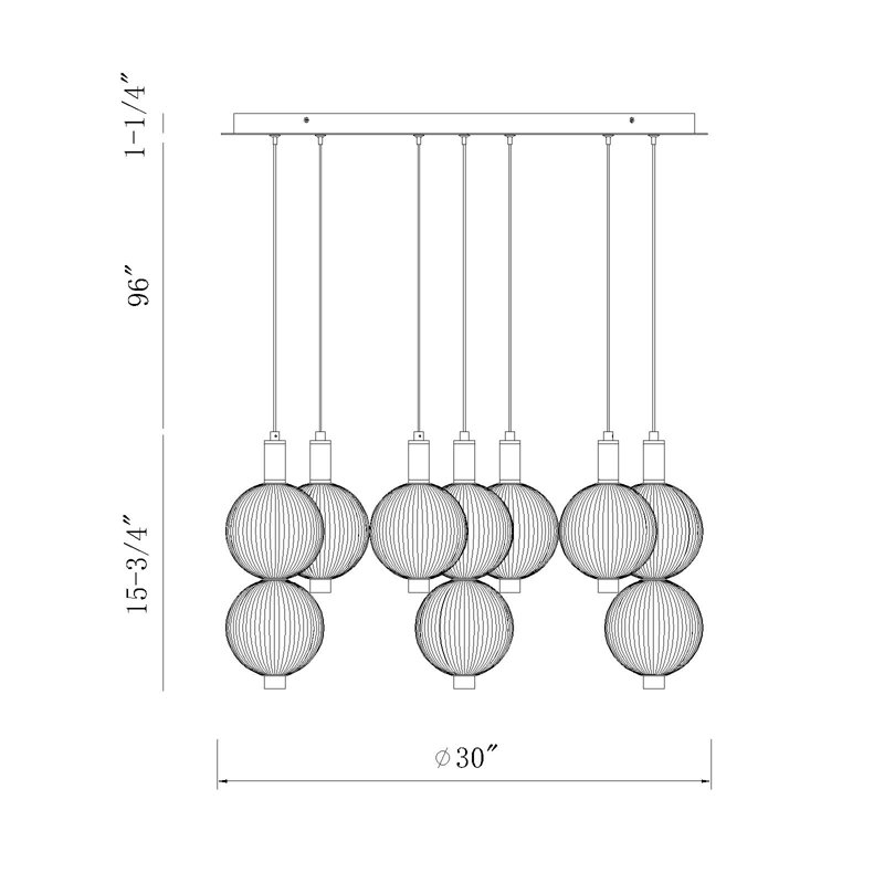 Lustre 7 lumières Palmas, Nickel satiné, Blanc