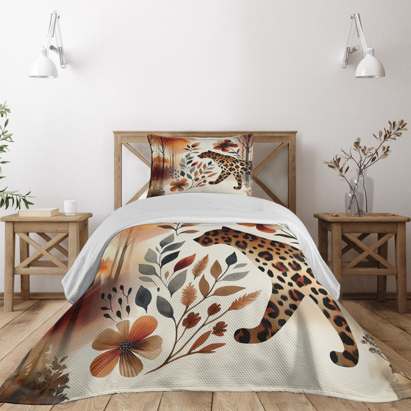 Polyester Floral Coverlet, Twin Coverlet + 1 Standard Shams