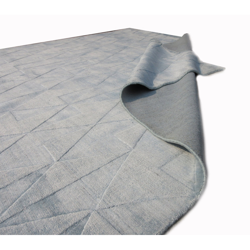 Tapis bleu clair en soie 8X11