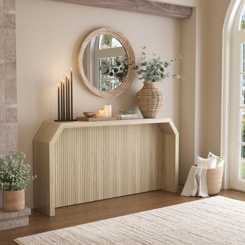 55.91" Console Table, Modern Entryway Foyer Table For Hallway & Living Room, Natural