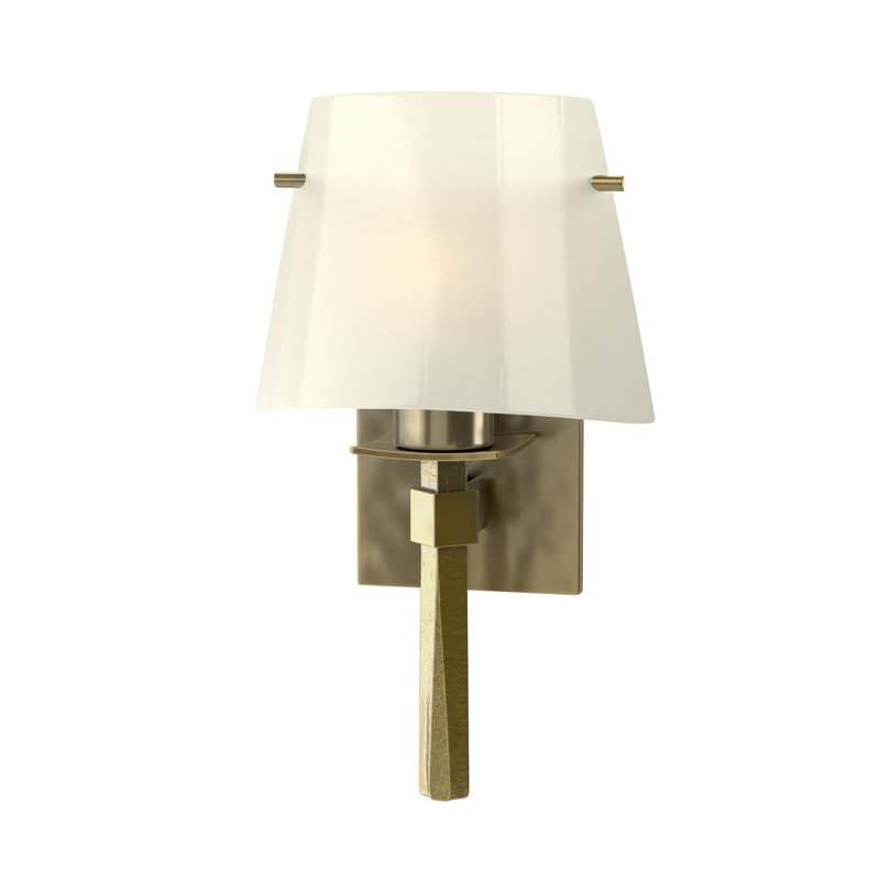 Beacon Hall Half Cone Glass Sconce, Modern Brass, Ivory Art Glass