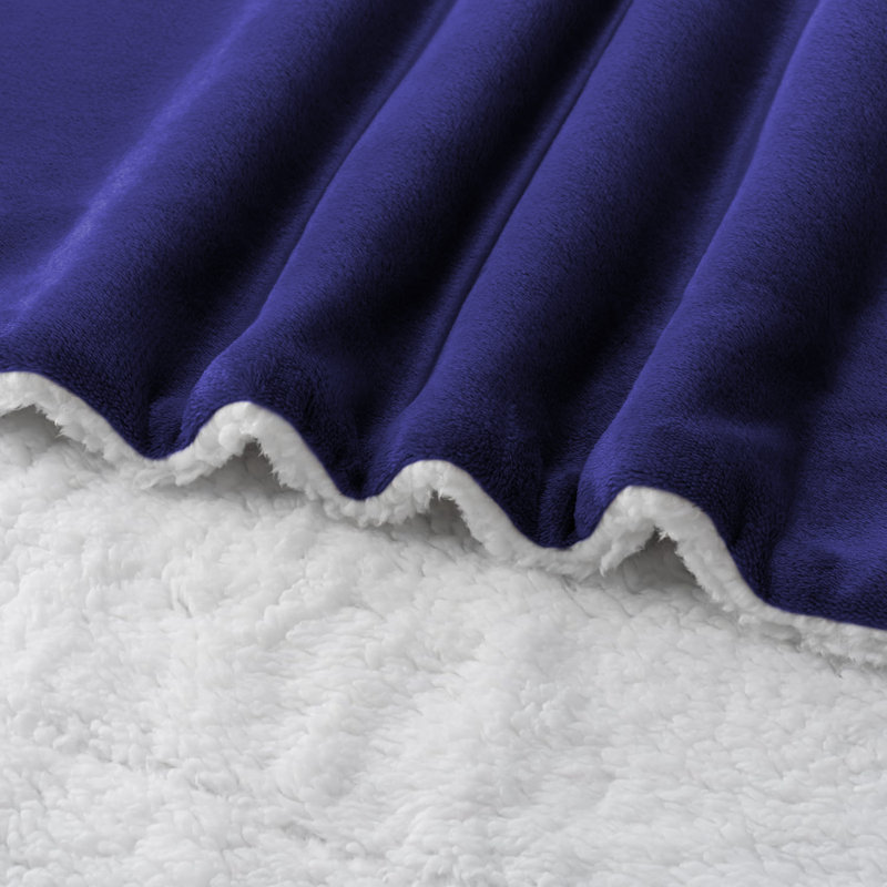 Joyan Extra Soft Sherpa Fleece Dual Sided Blanket, Navy, Super King