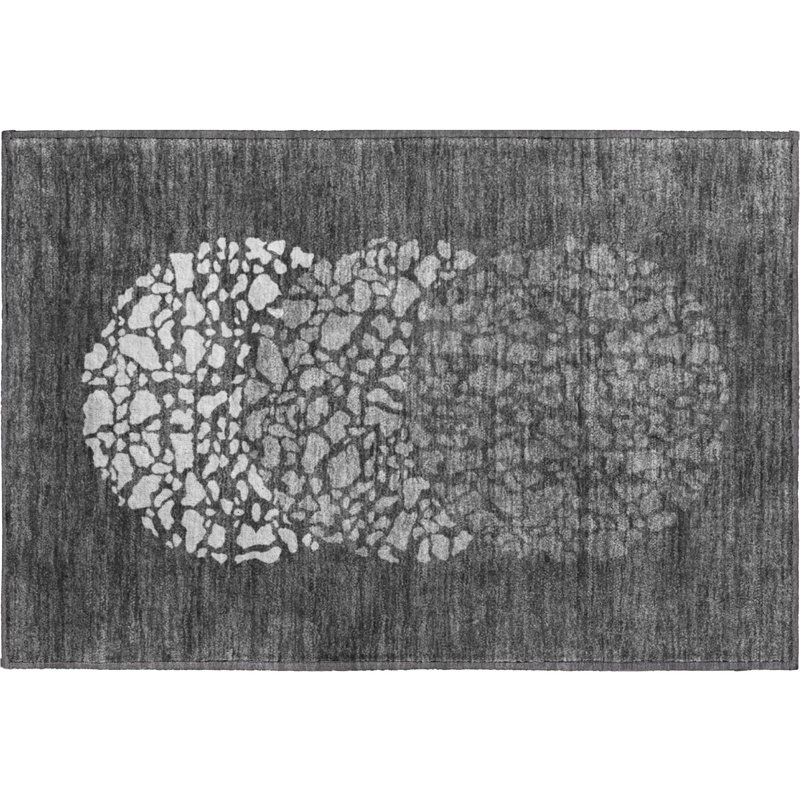 Premium Machine Washable Cerrito Charcoal Rug, Rectangle 1'8" x 2'6"