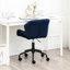 Fauteuil de bureau bleu recouvert de velours, pivotant à 360 degrés, structure relevable au gaz pour bureau pivotant confortable, rembourrage, rotation, machines