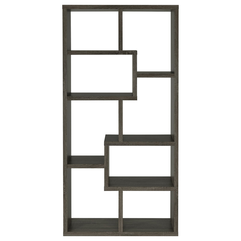 8-shelf Geometric Bookcase, Dark Gray
