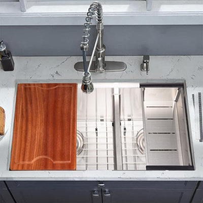Évier de cuisine à double cuve fait à la main en acier inoxydable 60/40