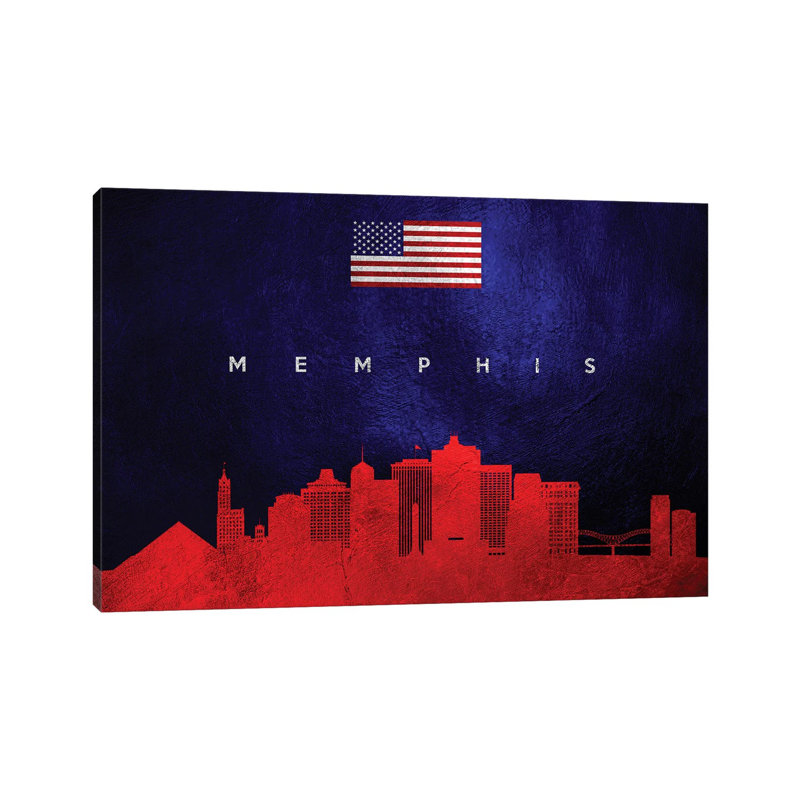 Memphis Tennessee Skyline by Adrian Baldovino - Wrapped Canvas Print, 20.32 cm H x 30.48 cm W