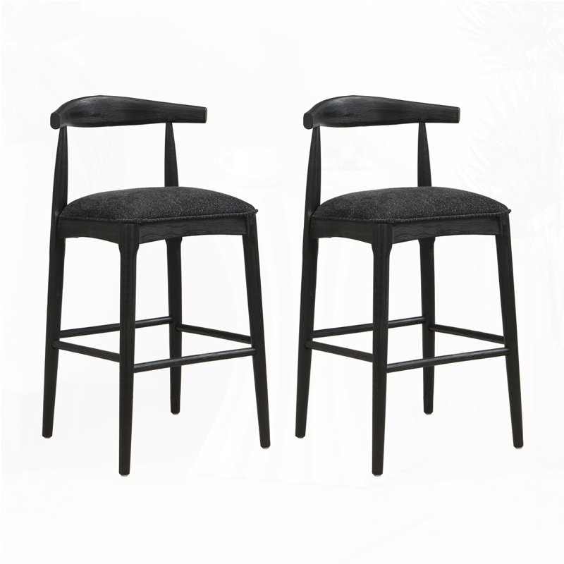 Tabouret de bar en bois, Tabouret de bar (siège d'une hauteur de 30,5 po), Siège noir / structure en bois