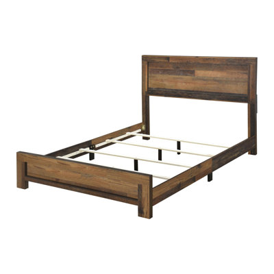 Doreena Wood Panel Bed in Brown