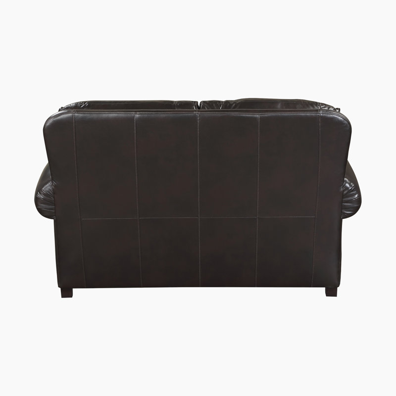 Daishun 65.5" Traditional Loveseat with Breathable Faux Leather Upholstery, Sophisticated Nailhead Trim & Two Decorative Pillows