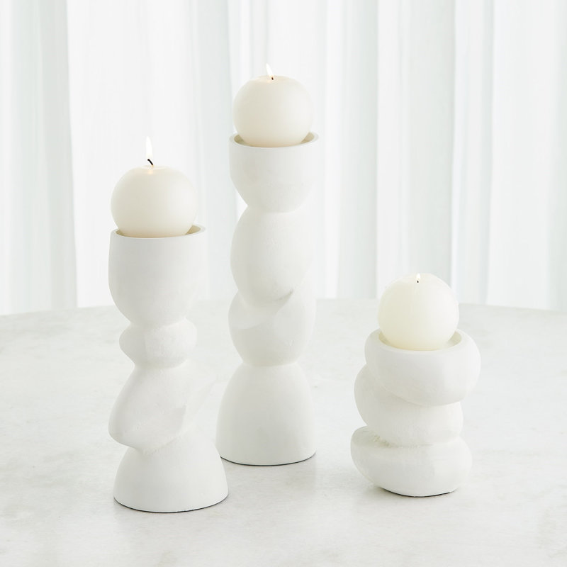 Pradier Candle Holder-White-Lg