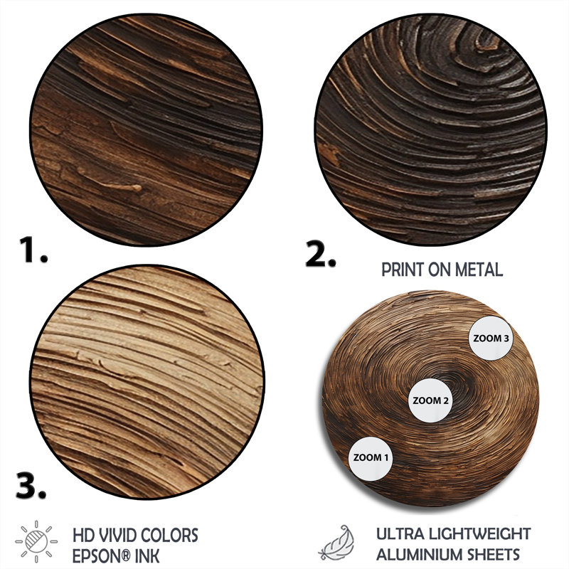 Brown Calm Current Spiral I - Abstract Round Metal Art, 36" H x 36" W