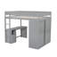 Lit mezzanine double avec placards, 2 bureaux et une armoire en gris - Produit compact permettant d'économiser de l'espace-117515027-117515029