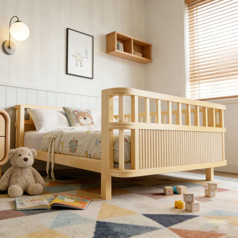 lit plateforme en bois, Naturel, Lit simple