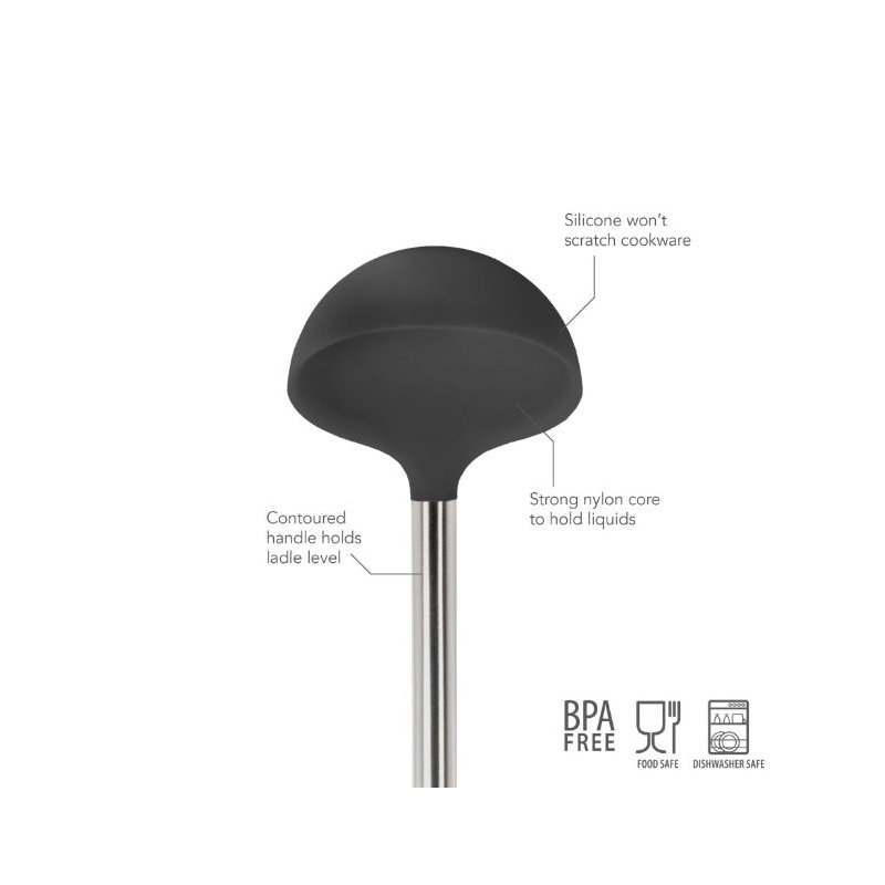 Silicone Ladle - Light Aqua, Black