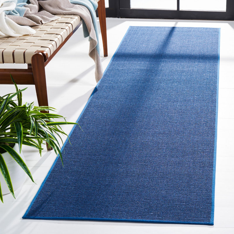 Martha Stewart Sisal/Jute Solid Color Rug in Blue, Runner 2'3" x 8'