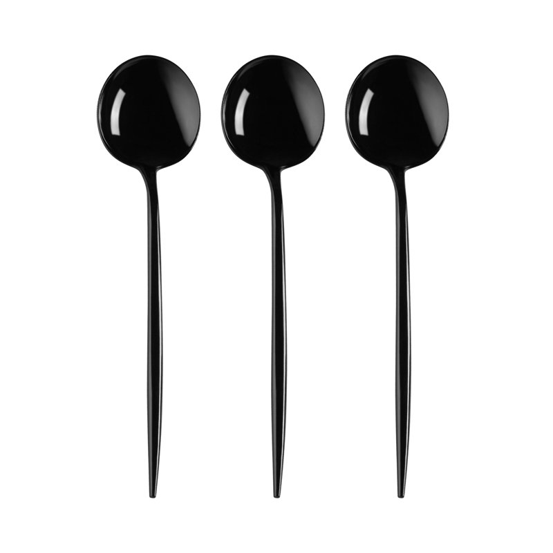 Solid Black Moderno Disposable Plastic Dinner Spoons