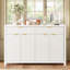 Buffet U_STYLE moderne de 55,1 po avec 2 tiroirs et 4 portes, tablettes réglables, motif à vagues, poignées en aluminium, panneau de fibres à densité moyenne peint, rangement scandinave pour la salle à manger et le salon-645899463